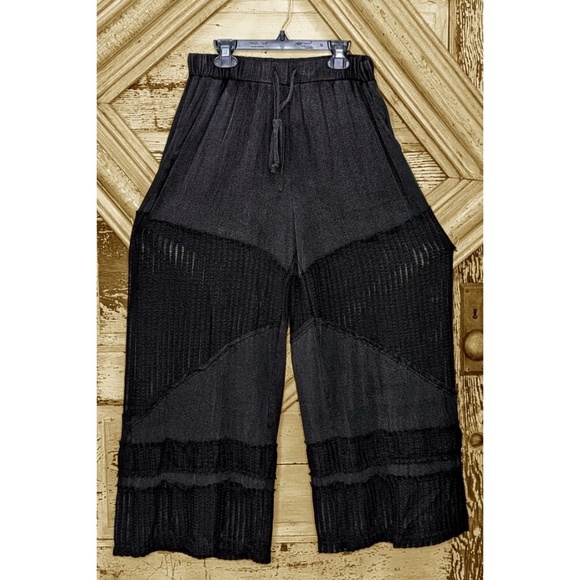 POL Black Ultra Soft Elastic Waist Summer Casual Wide Leg Pants - Picture 5 of 9